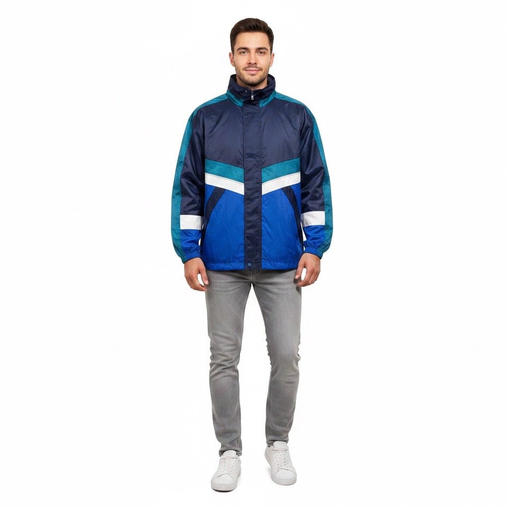 Parka Cortaviento Color Block Azul