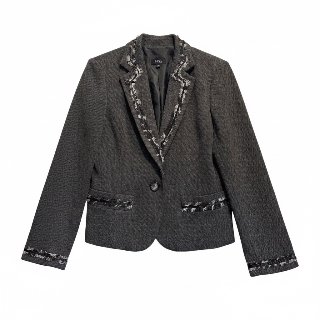 Blazer Michael Kors gris con detalles desflecados