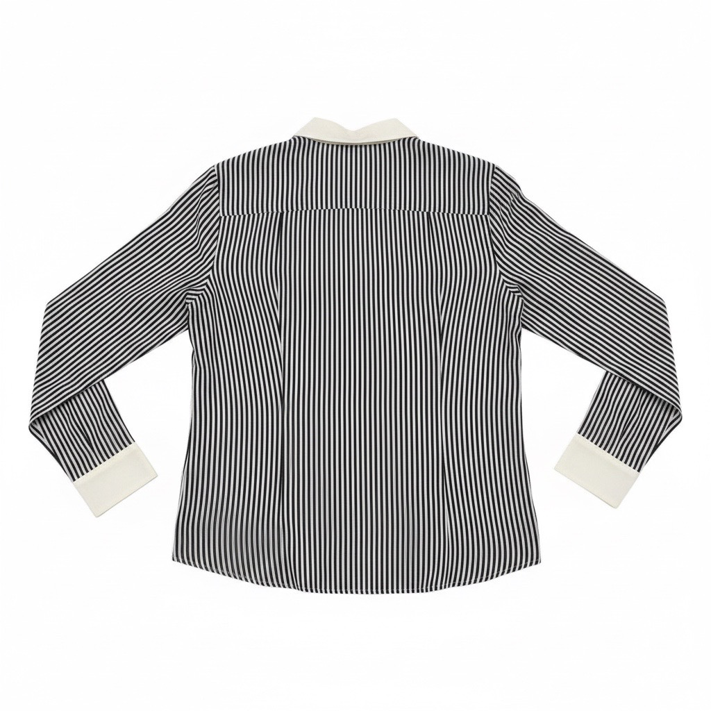 Blusa de Seda Rayada Navy y Marfil