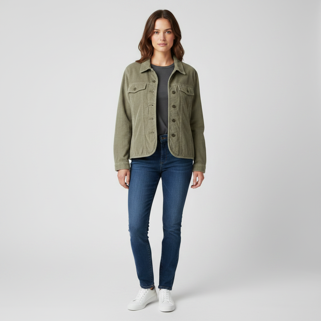 Chaqueta VNTG Cotelé Verde Grisáceo