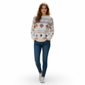 Sweater nórdico marfil con diseño geométrico