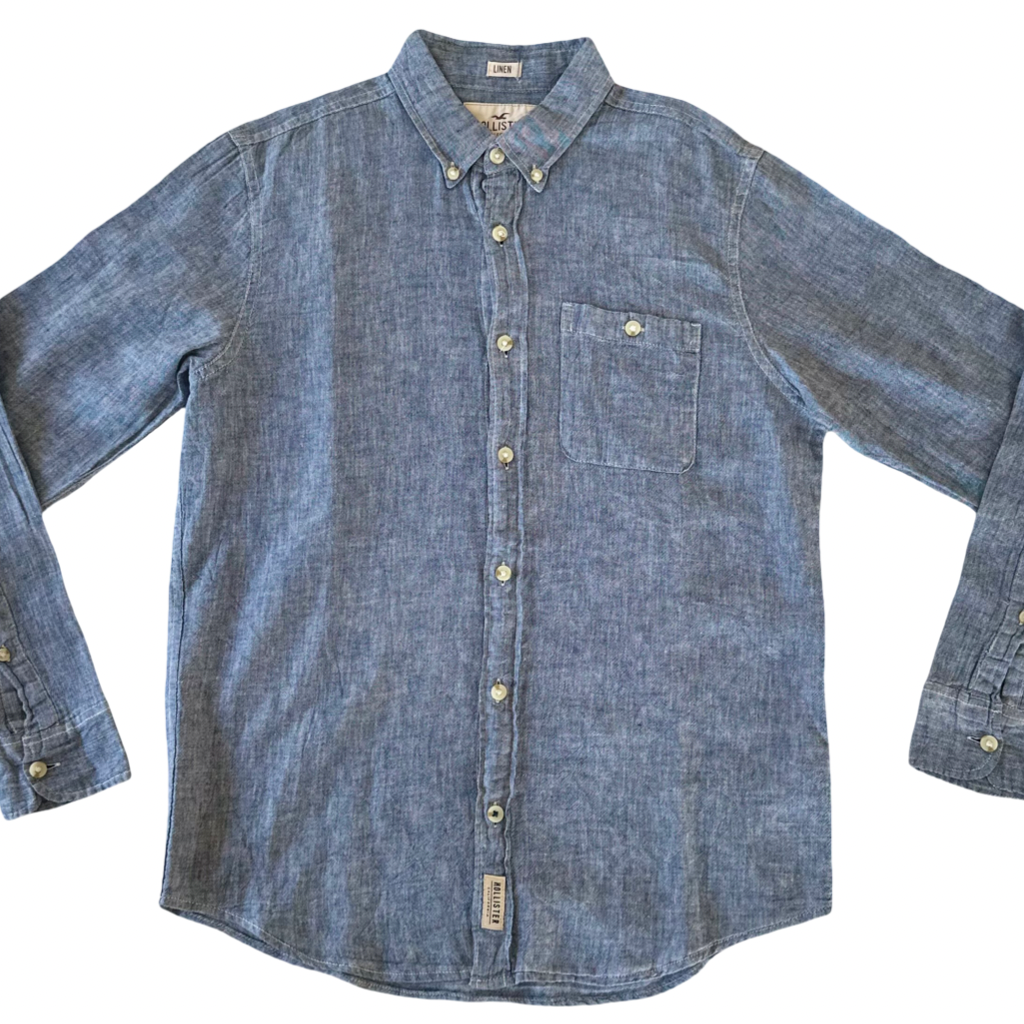 Camisa Hollister de Lino Azul – Manga Larga