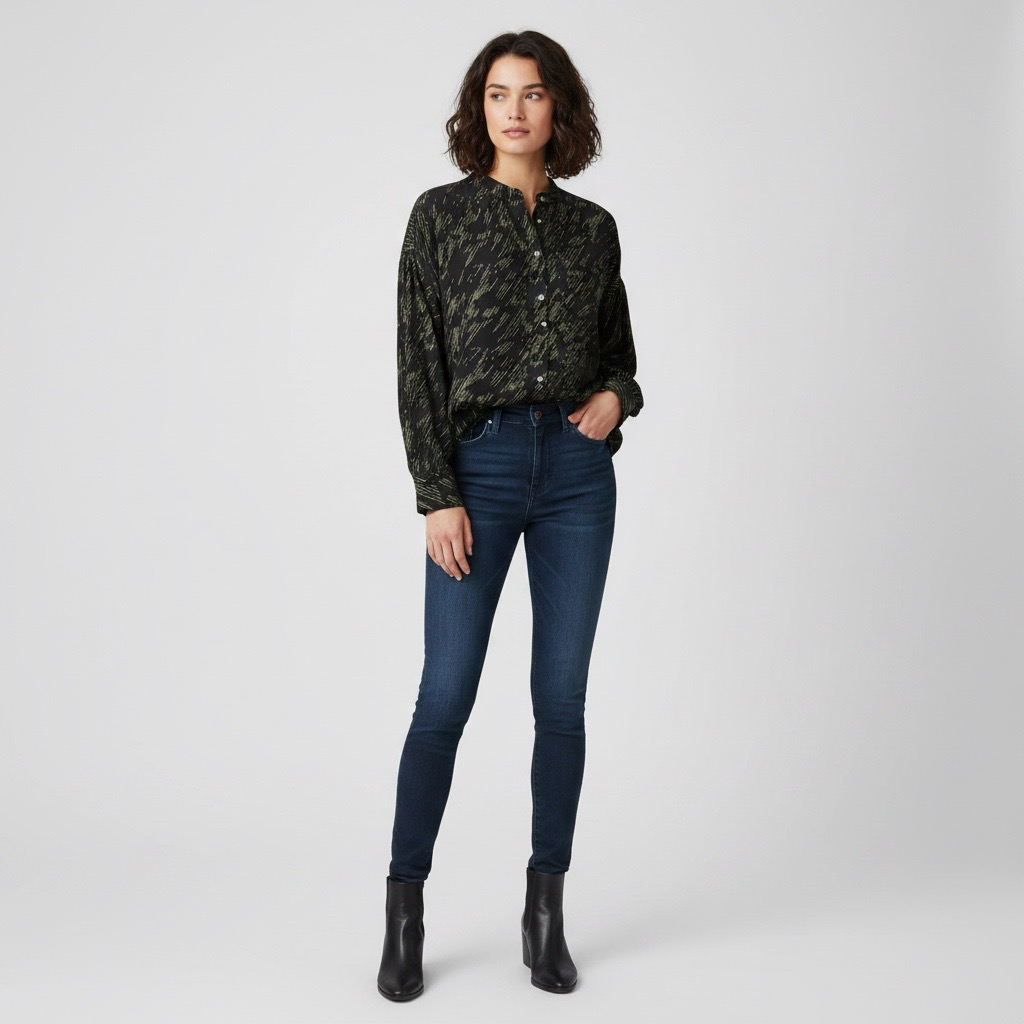 Blusa VNTG Negra con Estampado Dorado