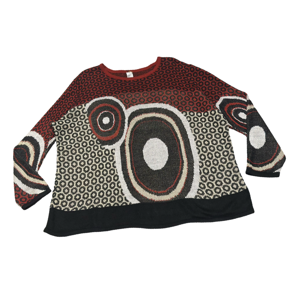 Sweater  Oversize Geométrico Rojo y Negro