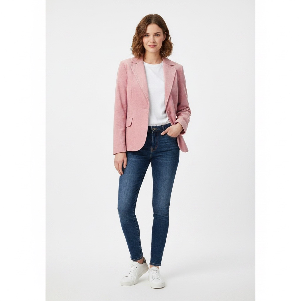 Blazer VNTG de Cotelé Rosa