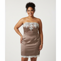 Vestido VNTG Strapless Satinado con Encaje