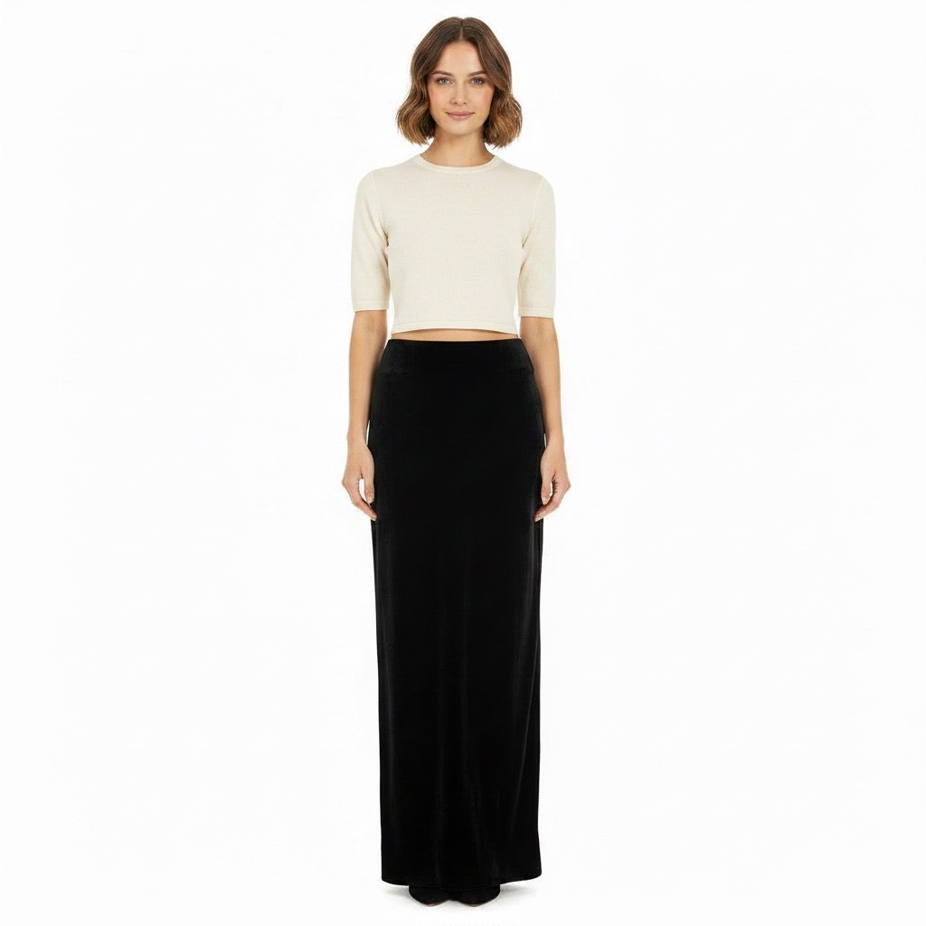 Falda Maxi VNTG de Terciopelo Negro