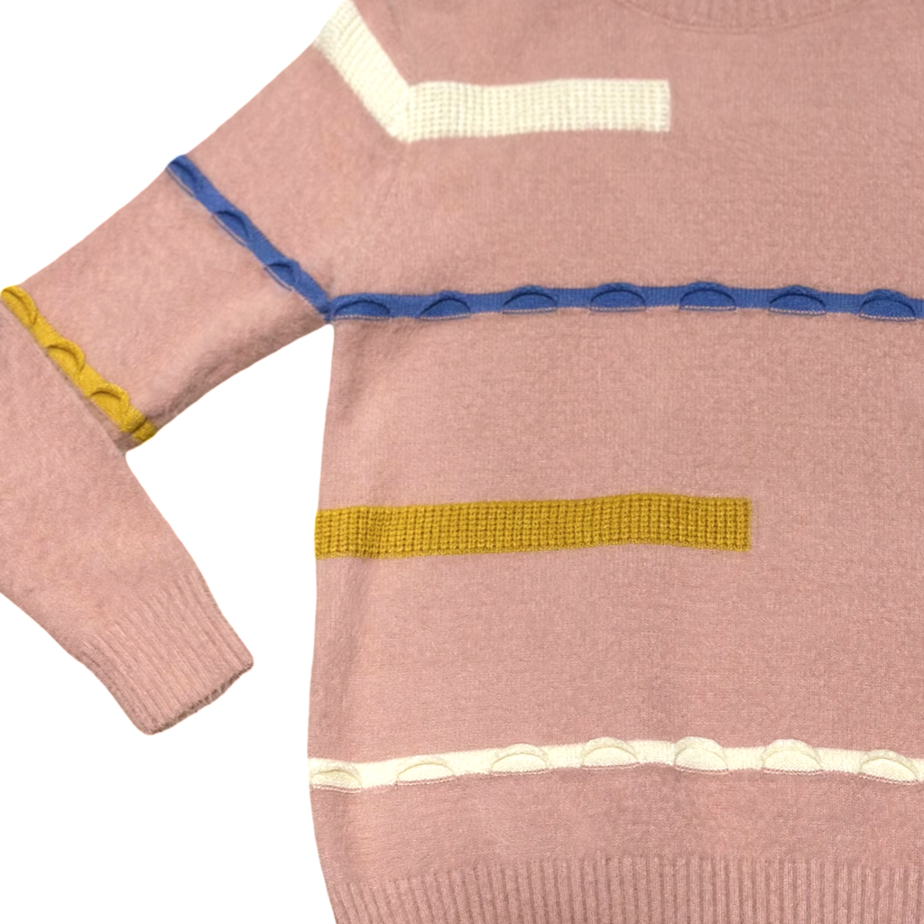 Sweater Rosa con Detalles de Colores