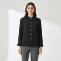 Blusa VNTG Negra con Detalles Satinados