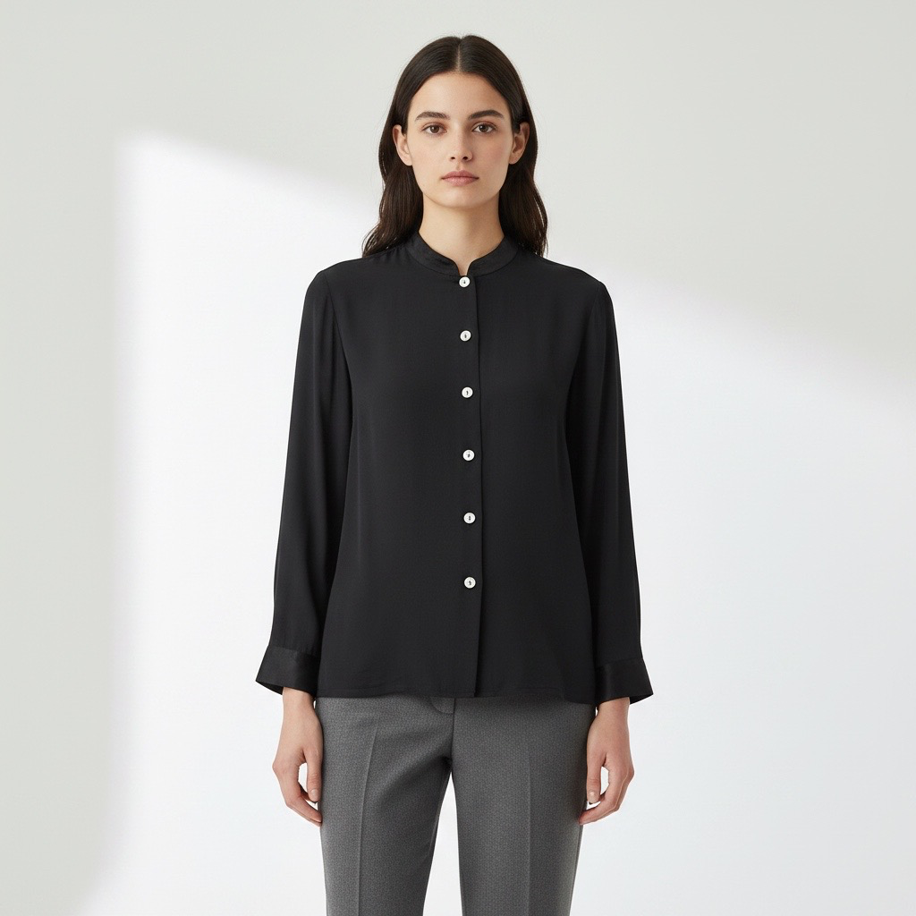 Blusa VNTG Negra con Detalles Satinados