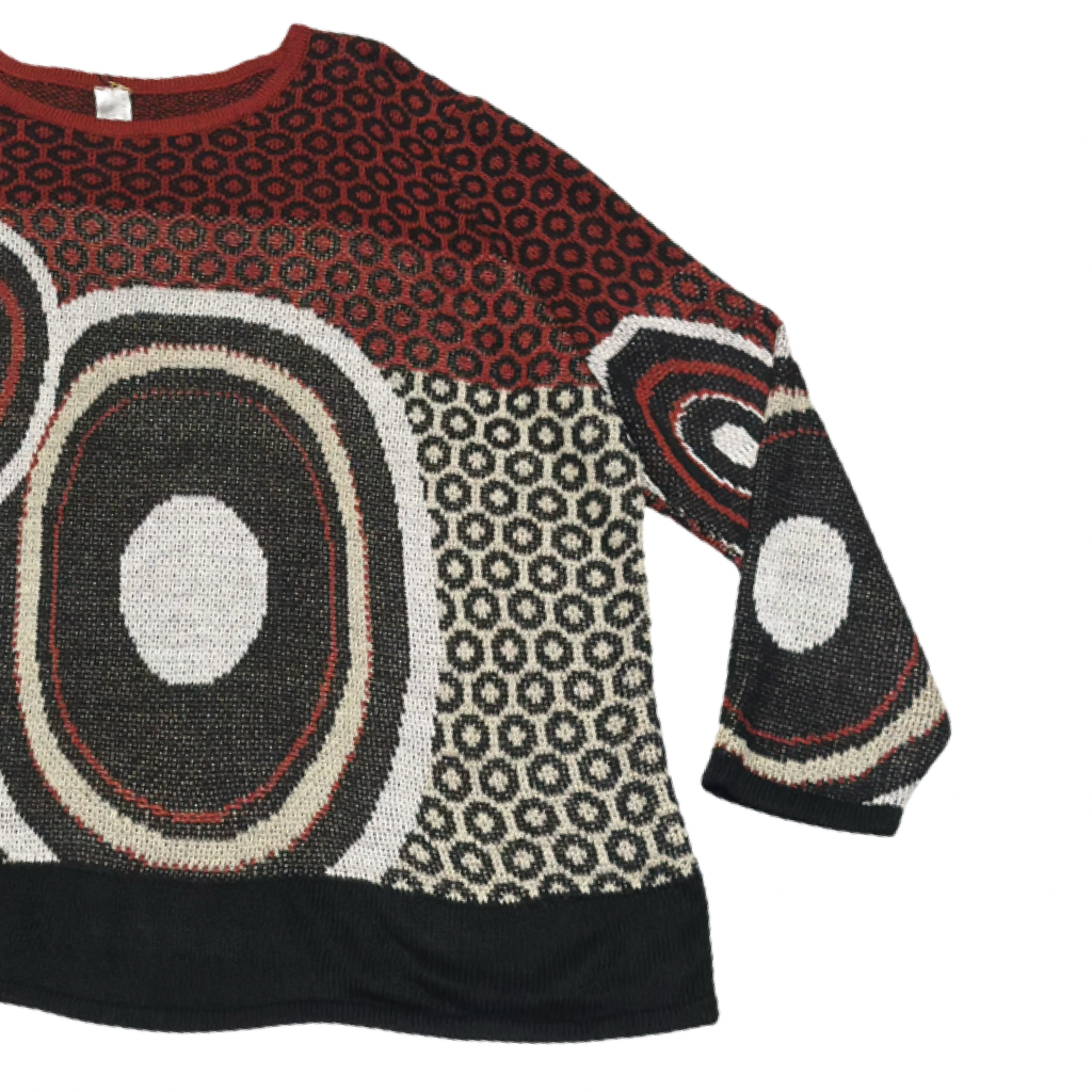 Sweater  Oversize Geométrico Rojo y Negro