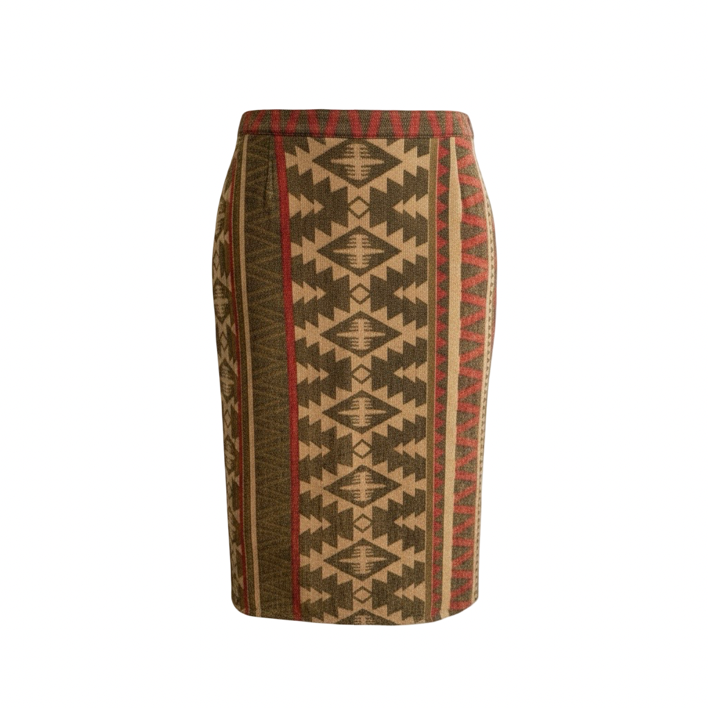 Falda Midi VNTG con Estampado Étnico