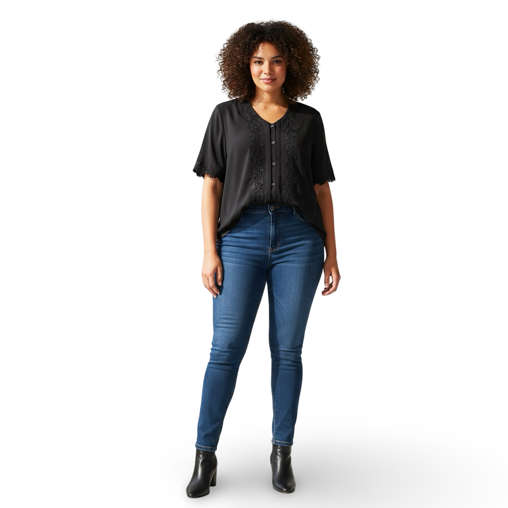 Blusa Retro Negra Encaje