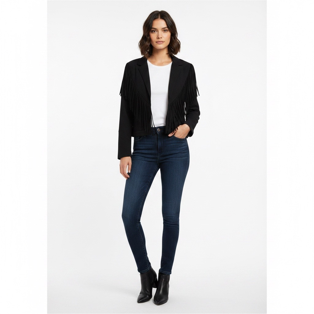 Chaqueta Negra con Flecos