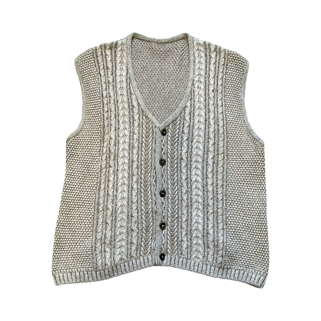 Chaleco tejido gris estilo trenzado