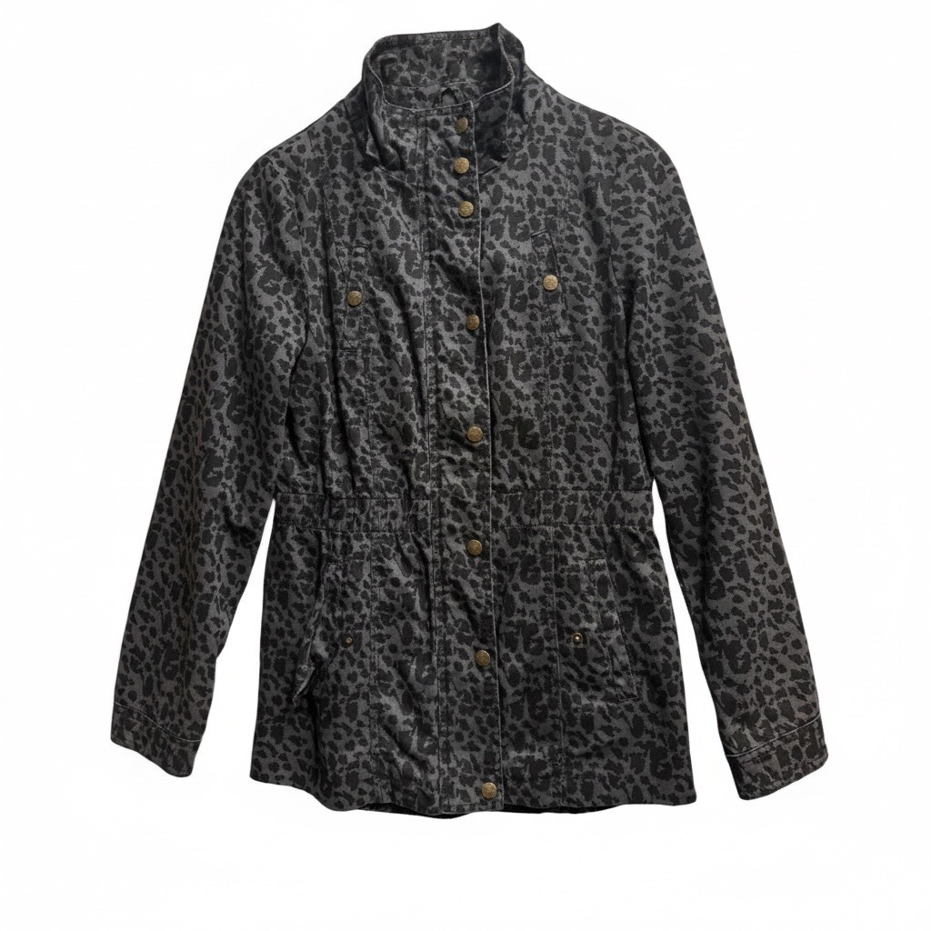 Chaqueta Animal Print Gris Oscuro