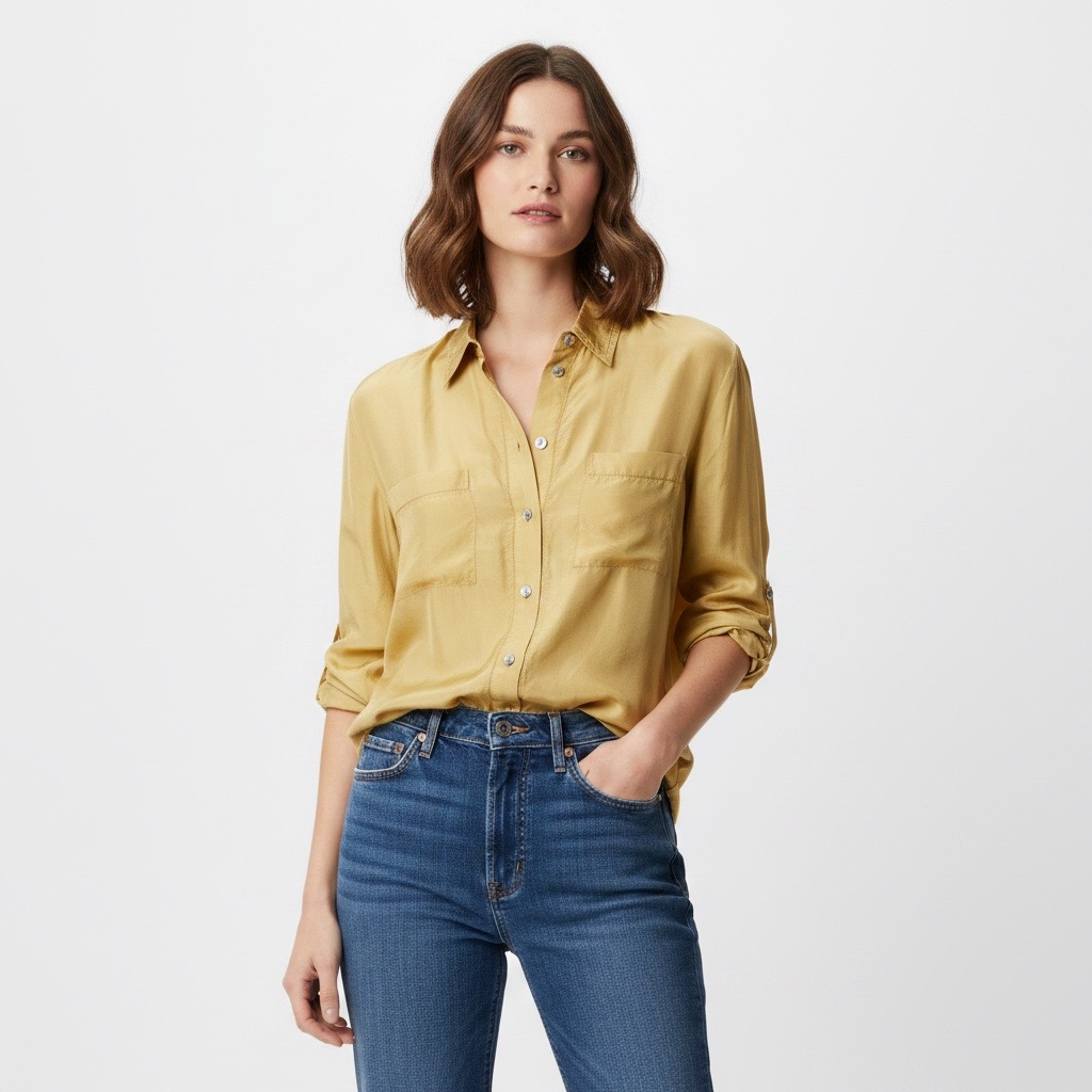 Camisa de Seda Amarilla