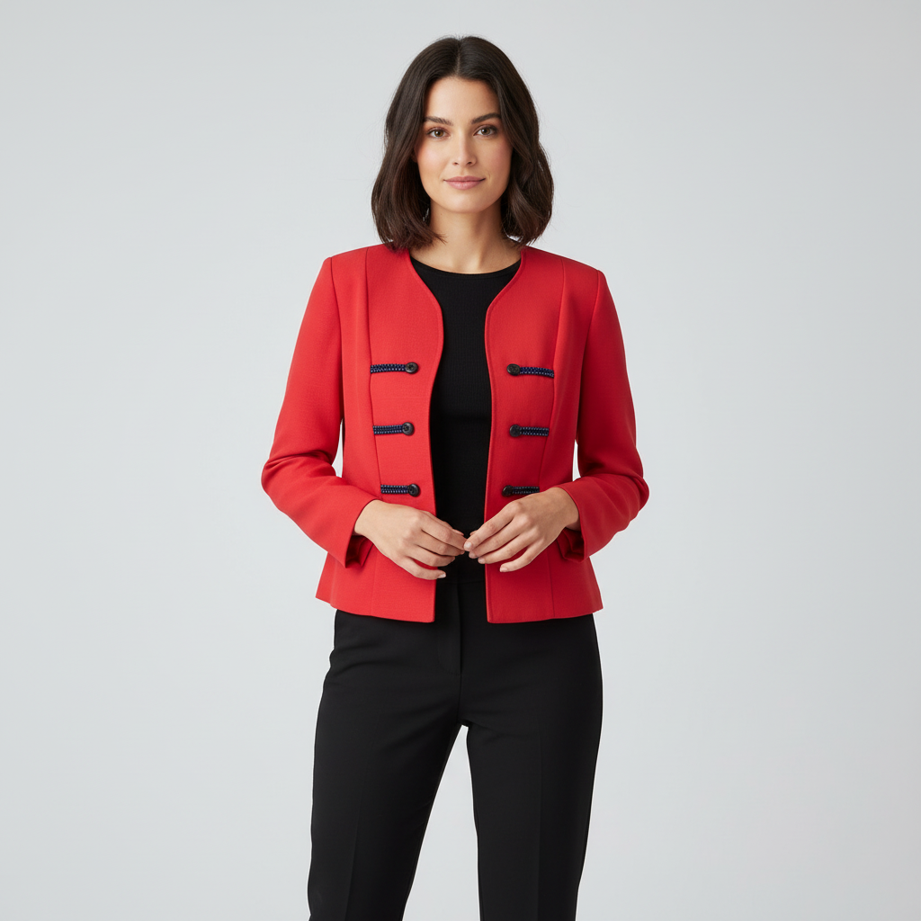 Blazer Rojo Statement Estilo Militar