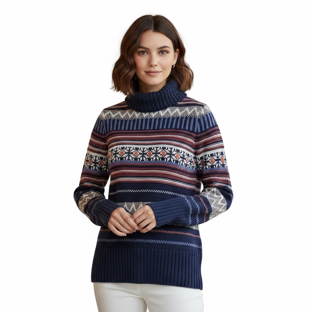 Sweater Nórdico de Cuello Alto Tejido