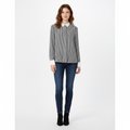 Blusa de Seda Rayada Navy y Marfil