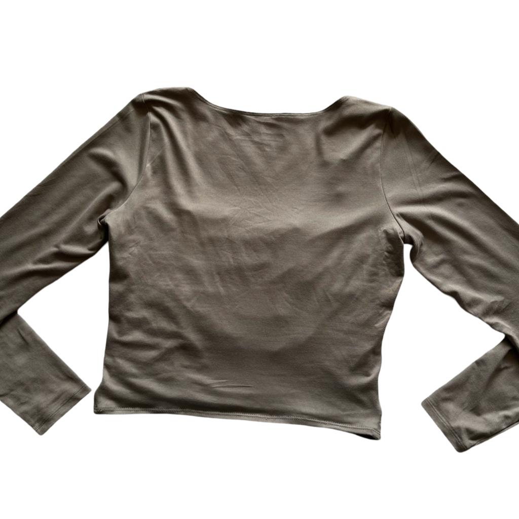 Top Crop Fruncido Café Y2K