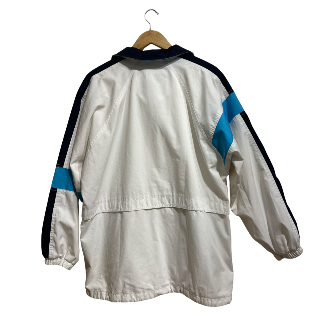 Parka Cortaviento Retro Blanco y Azul
