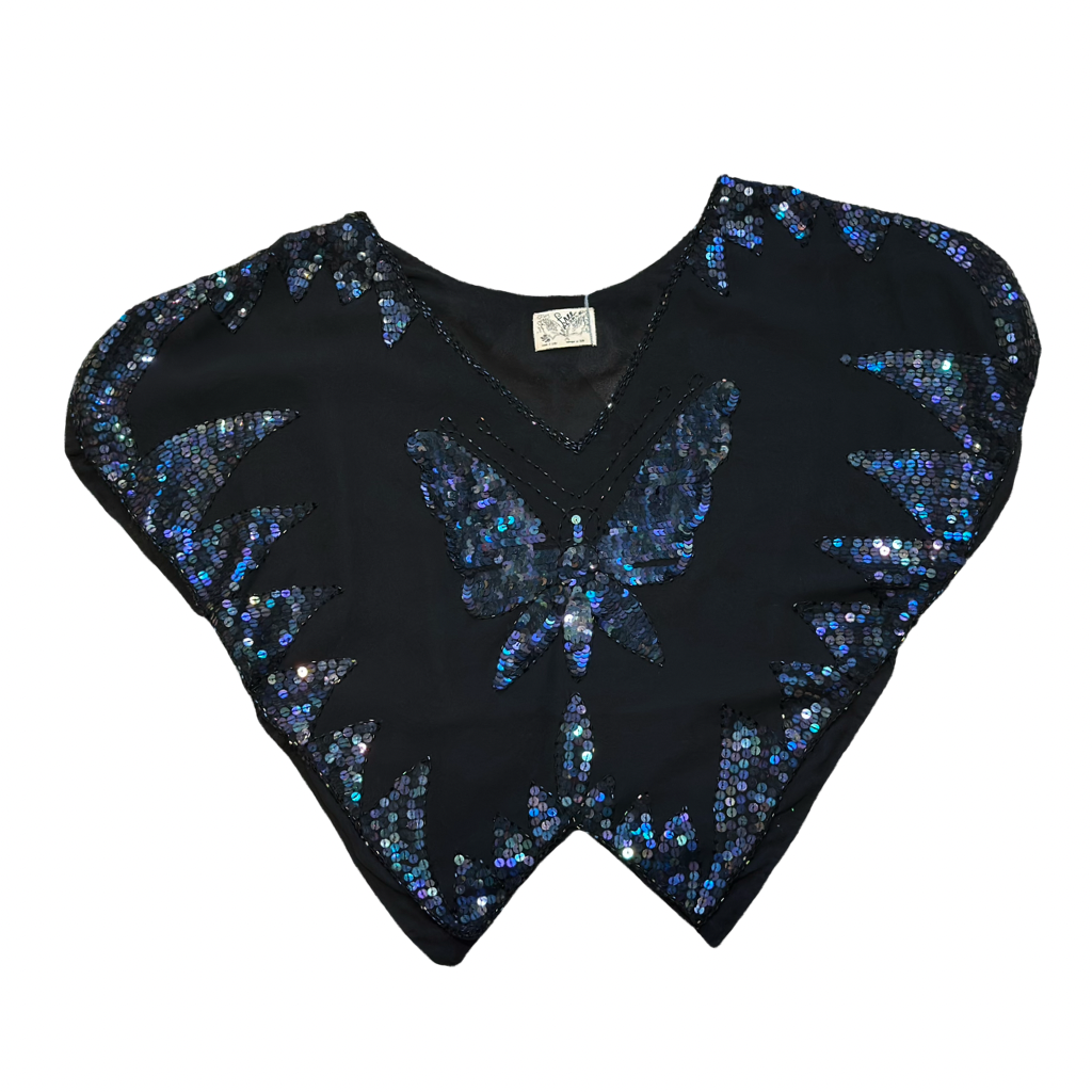 Top Negro con Lentejuelas Mariposa