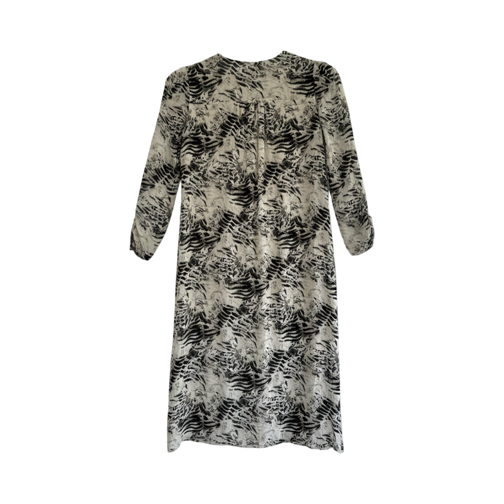 Vestido VNTG Beige & Negro – Estampado Orgánico