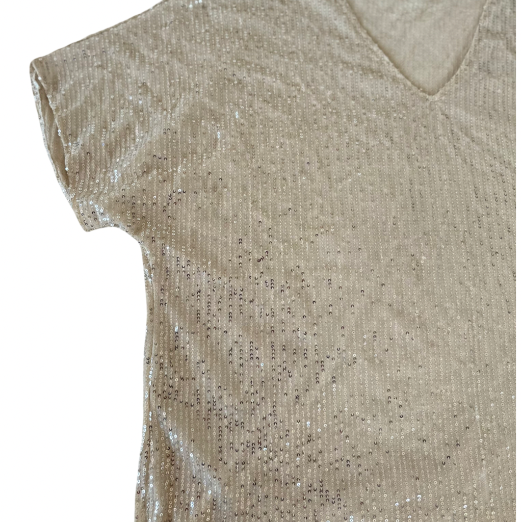 Blusa VNTG Dorada con Brillo Sutil y Escote V