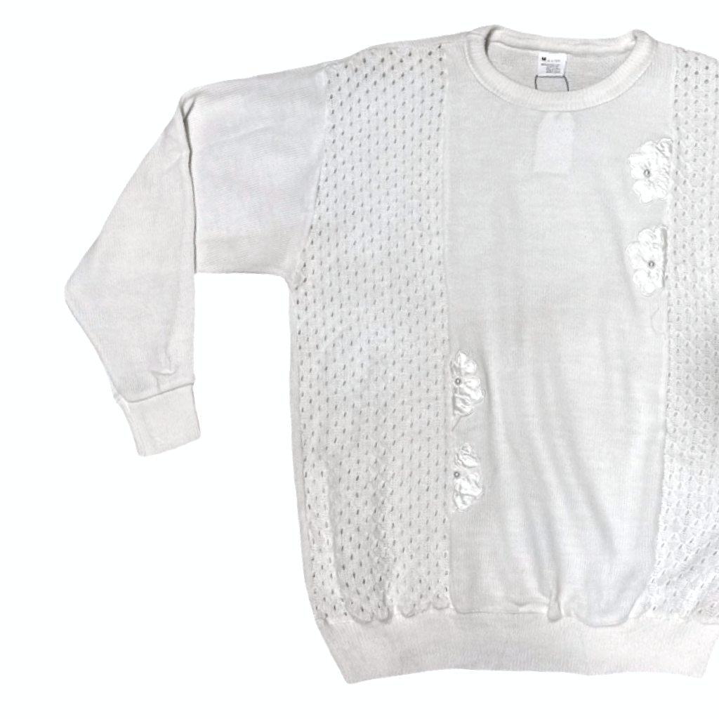 Sweater VNTG Blanco con Encaje