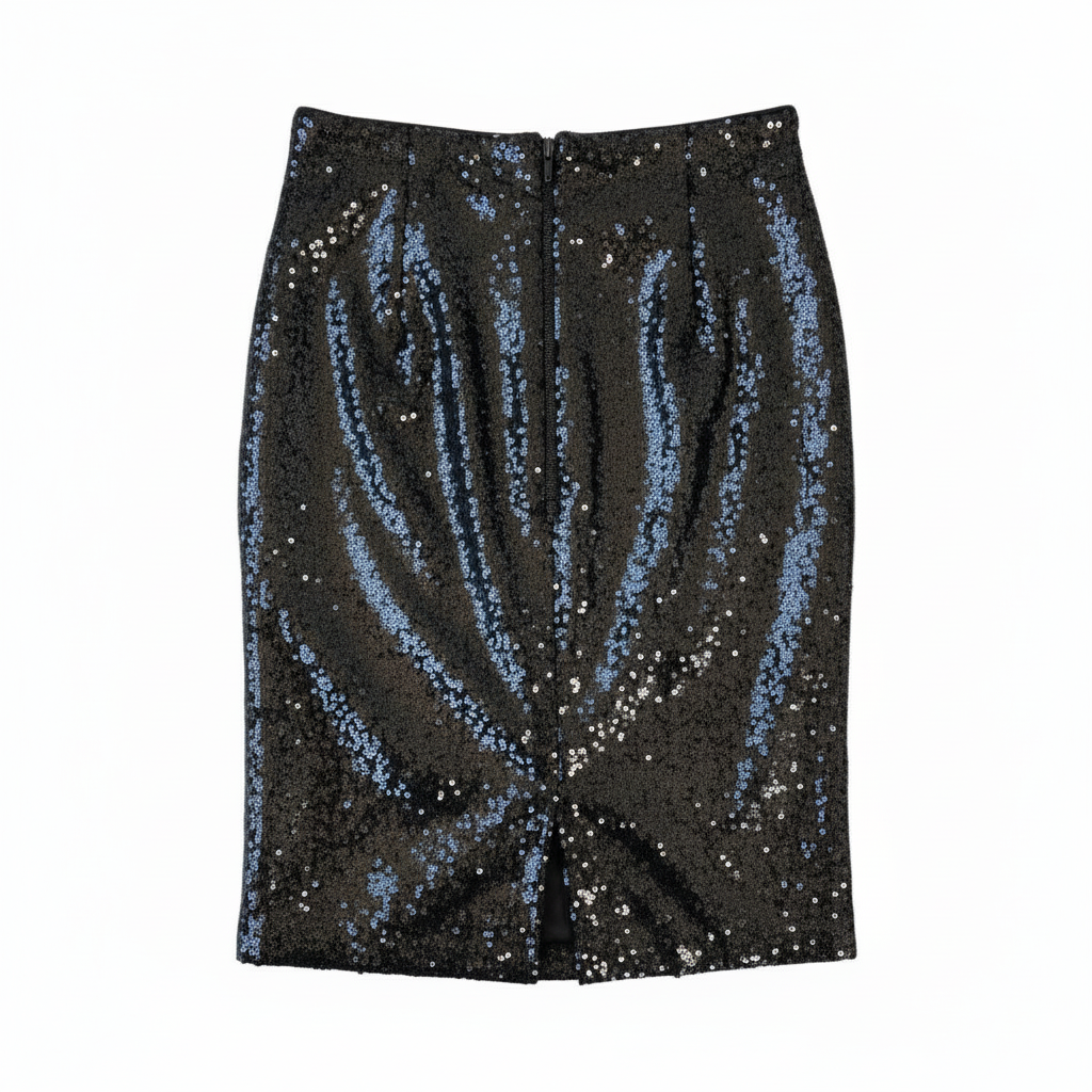 Falda VNTG Negra de Lentejuelas Midi