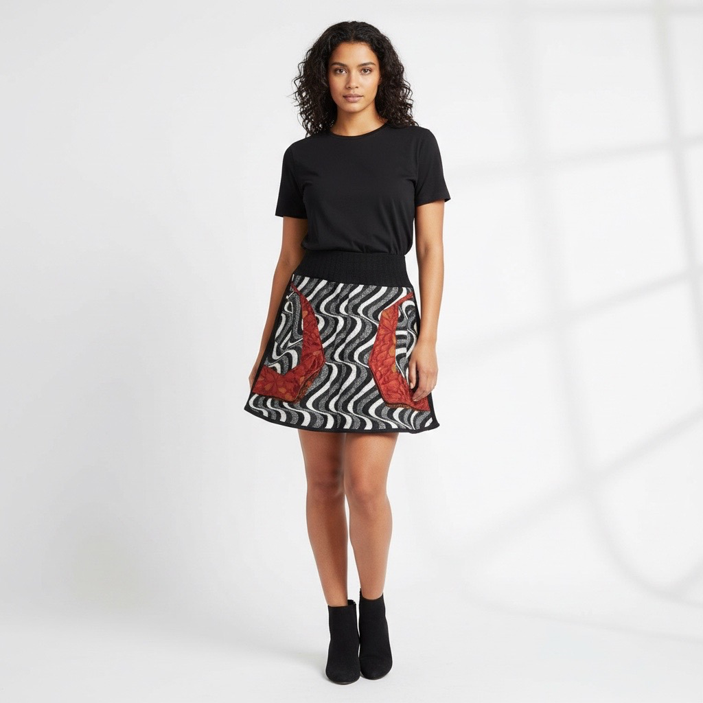 Falda VNTG Estampada con Bolsillos