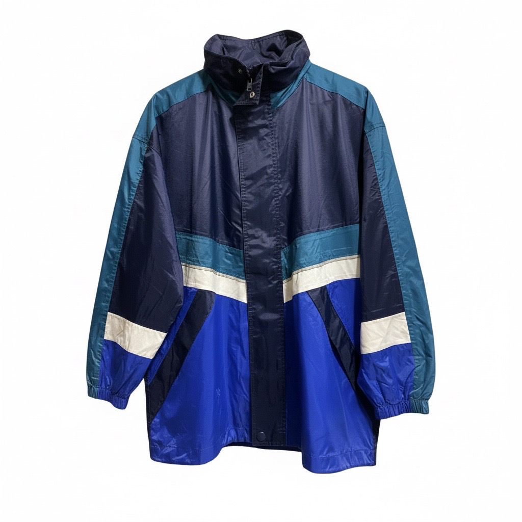 Parka Cortaviento Color Block Azul