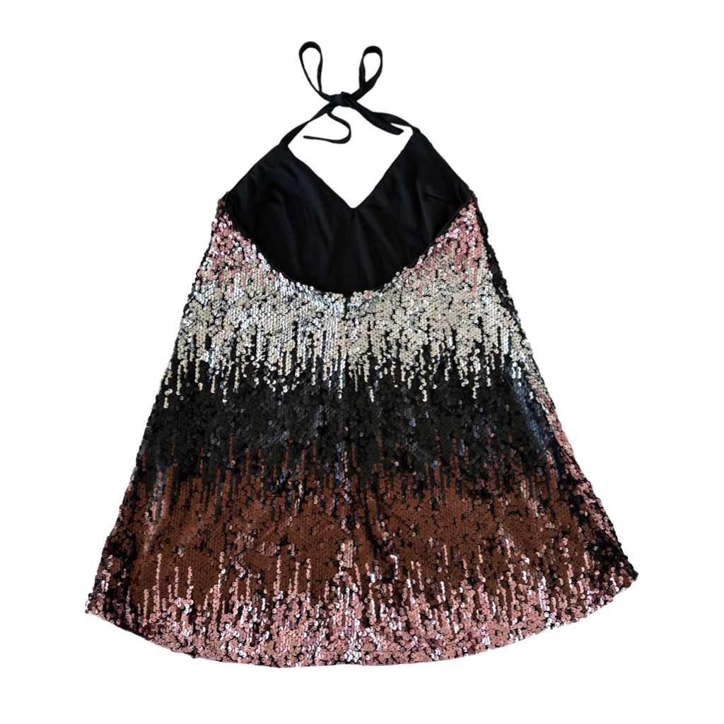 Vestido VNTG de Lentejuelas Degradé Escote Halter