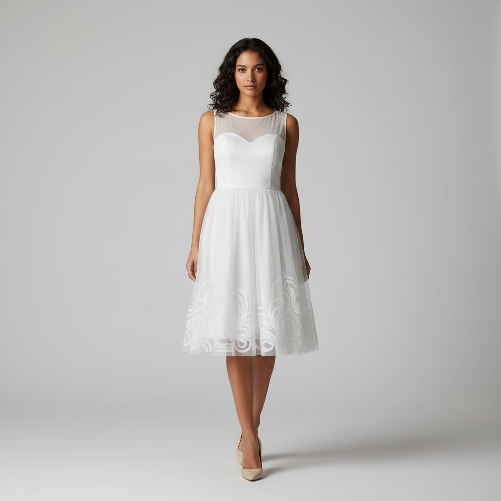 Vestido Blanco Midi Tul