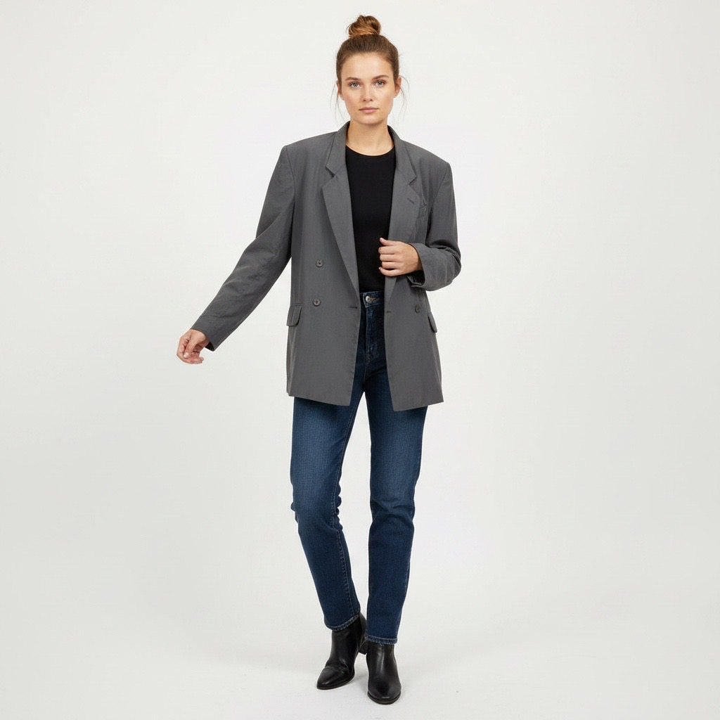 Blazer Cruzado de Seda Gris Grafito