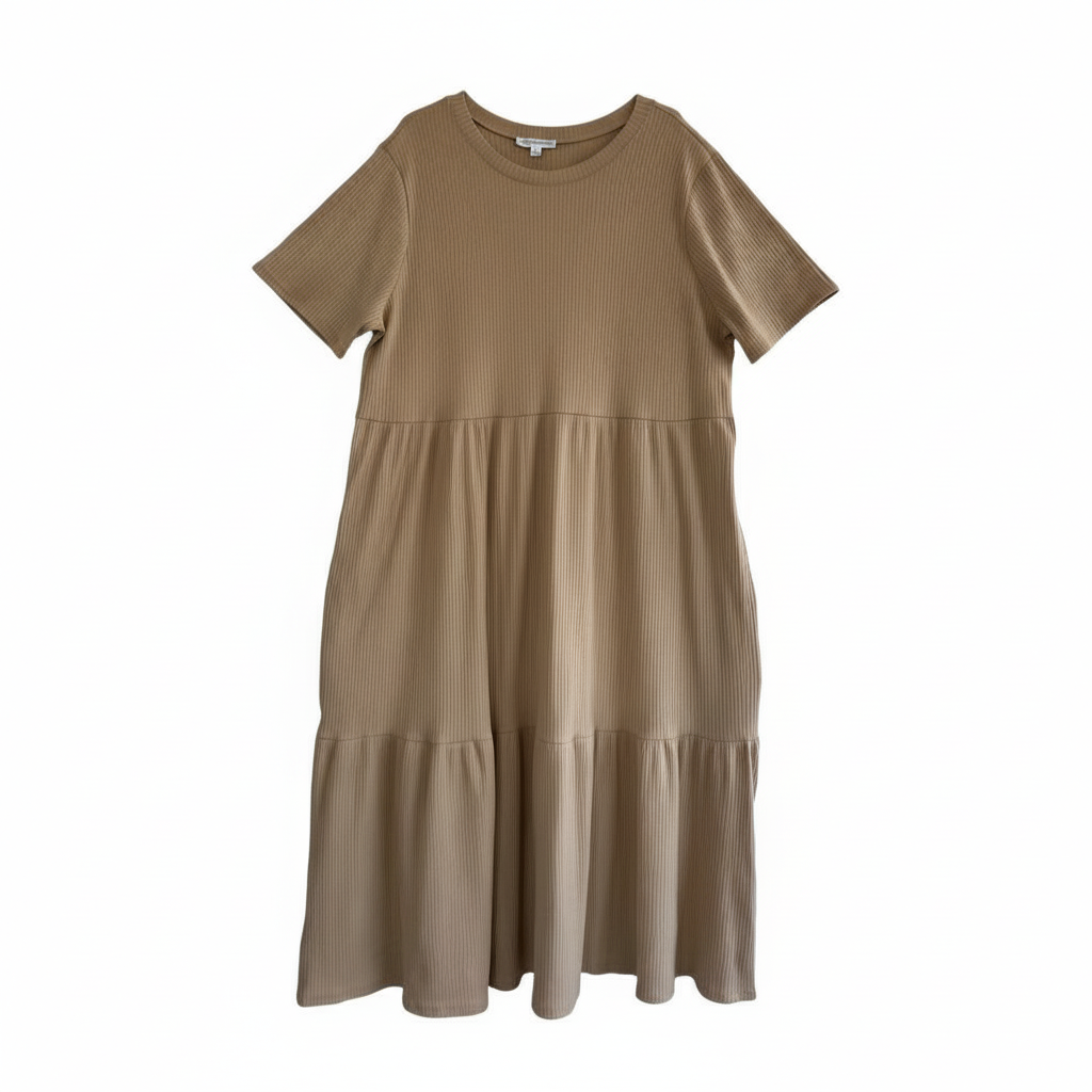 Vestido VNTG Beige Minimal – Corte Suelto