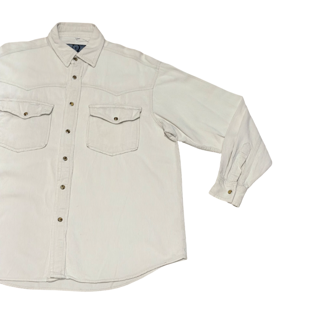 Camisa Box de Cotelé Color Crudo Estilo Western