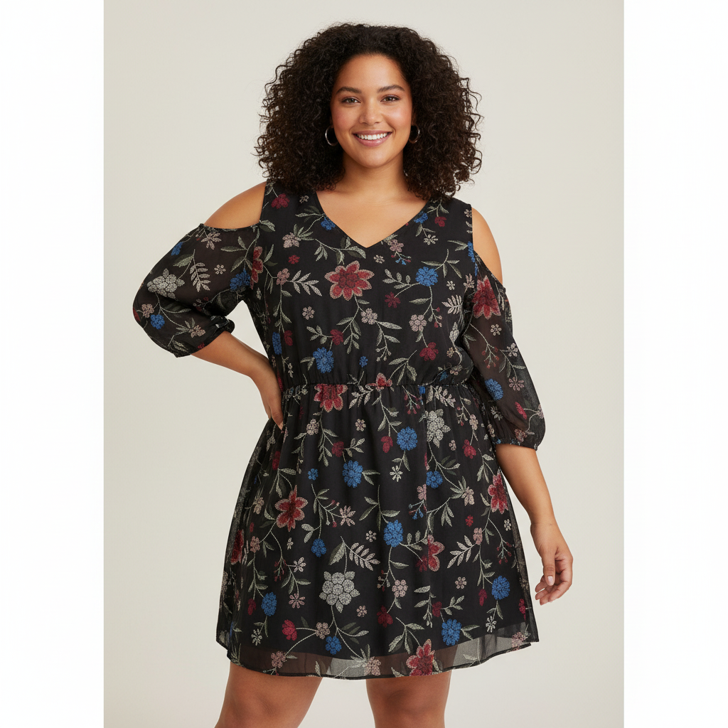 Vestido VNTG Floral Negro
