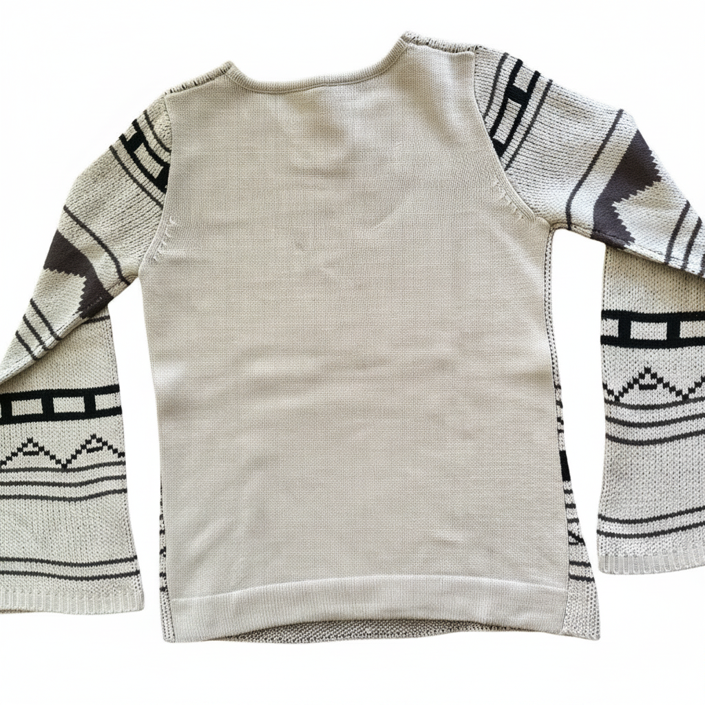 Sweater VNTG nórdico beige con diseño de ciervo