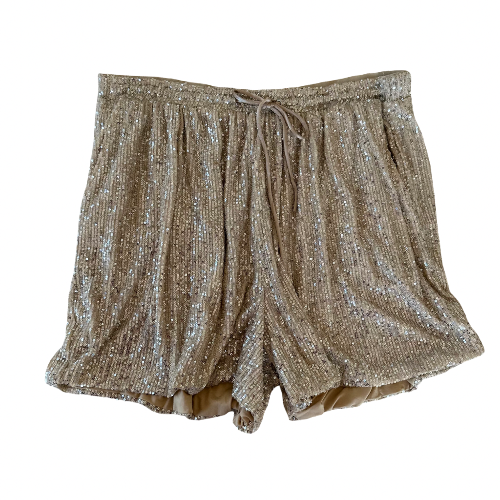 Shorts Dorado de Lentejuelas con Pretina Elasticada