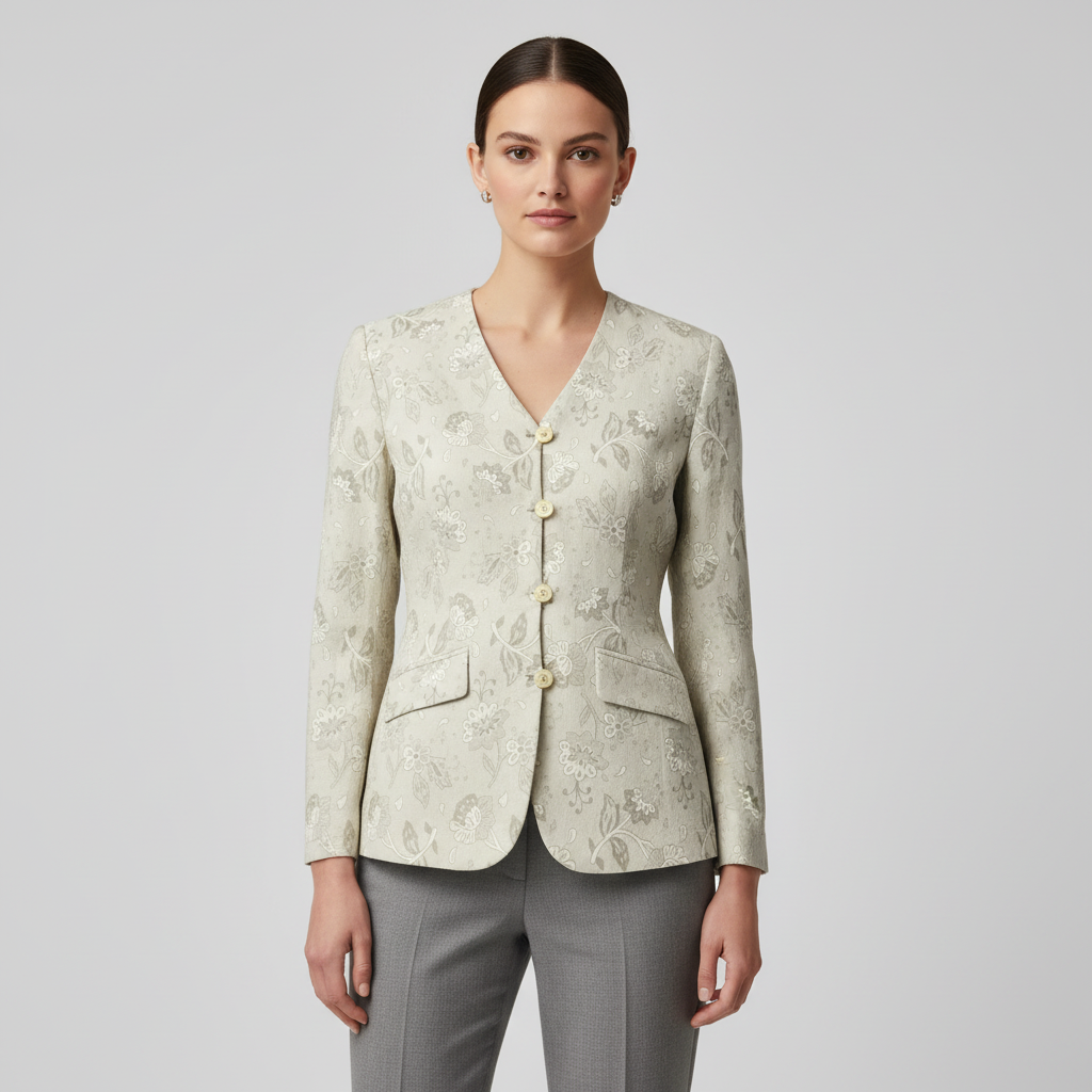 Blazer Jacquard Floral Ivory
