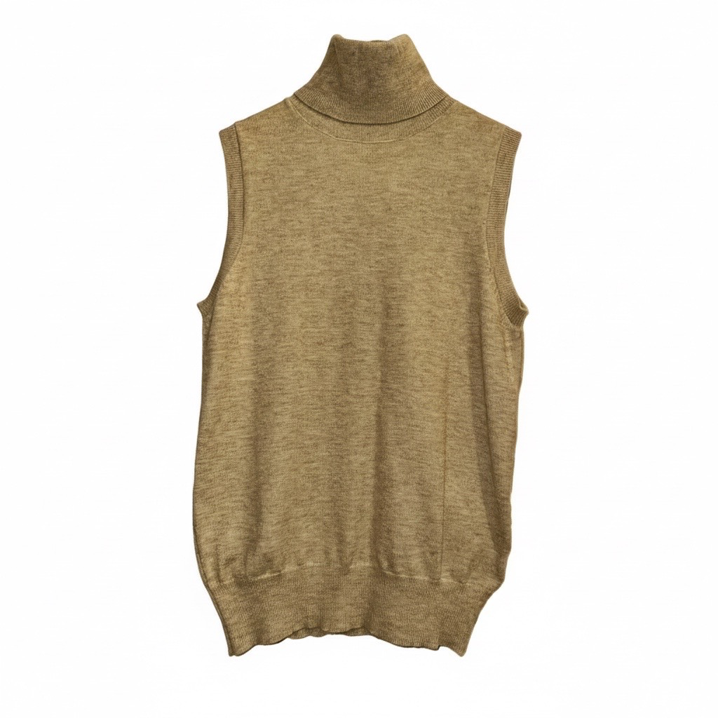 Chaleco Tejido Beige de Cuello Alto