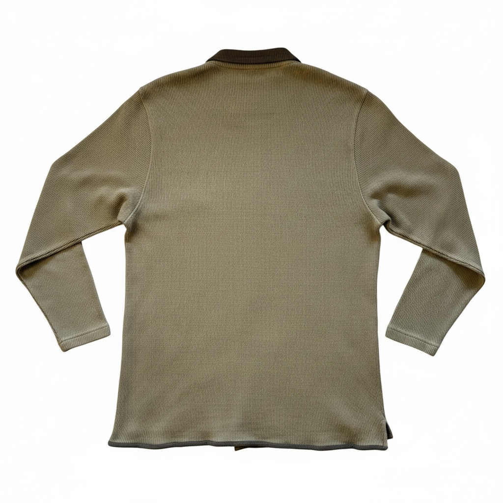 Cardigan VNTG verde oliva con detalles en contraste