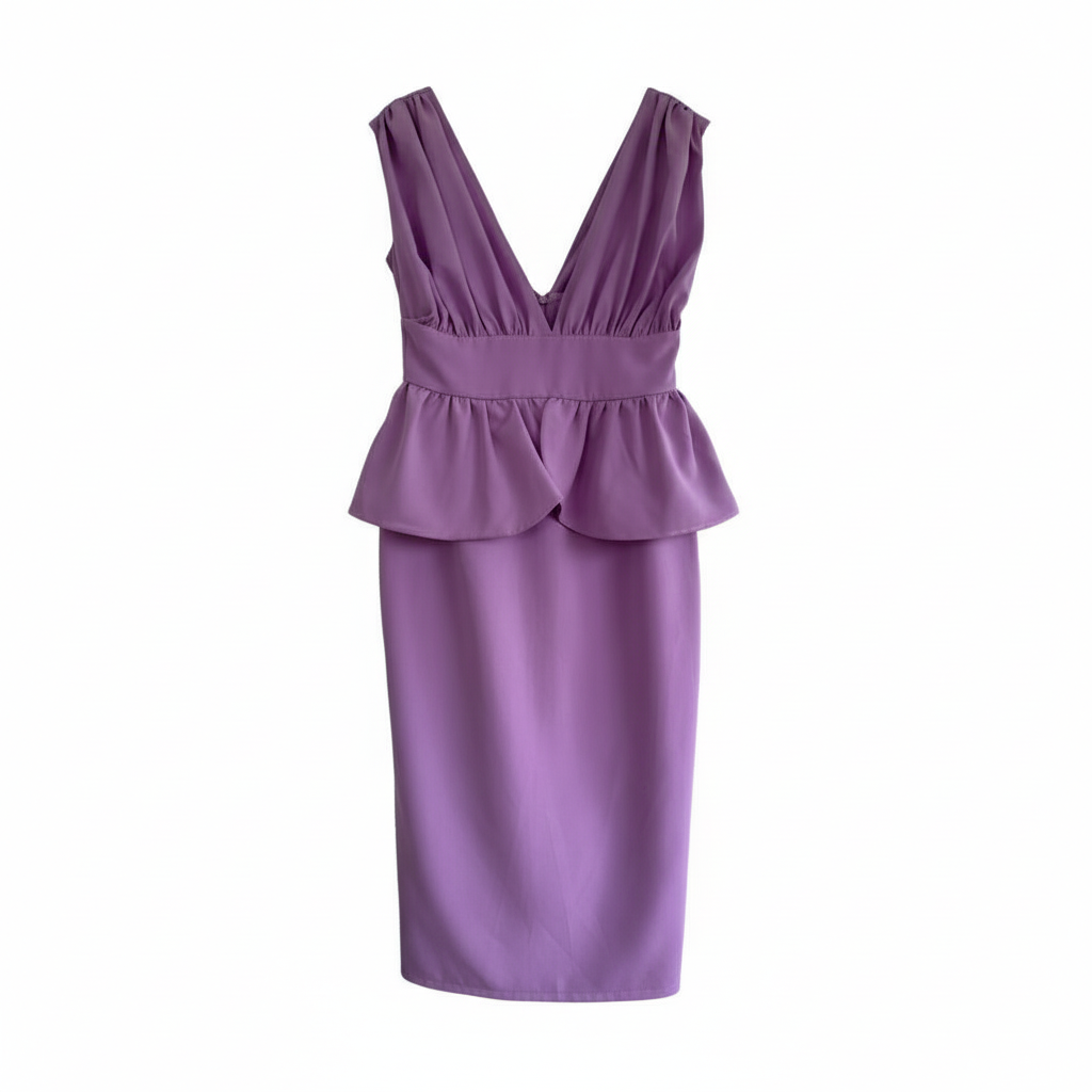 Vestido Midi Lila Peplum VNTG