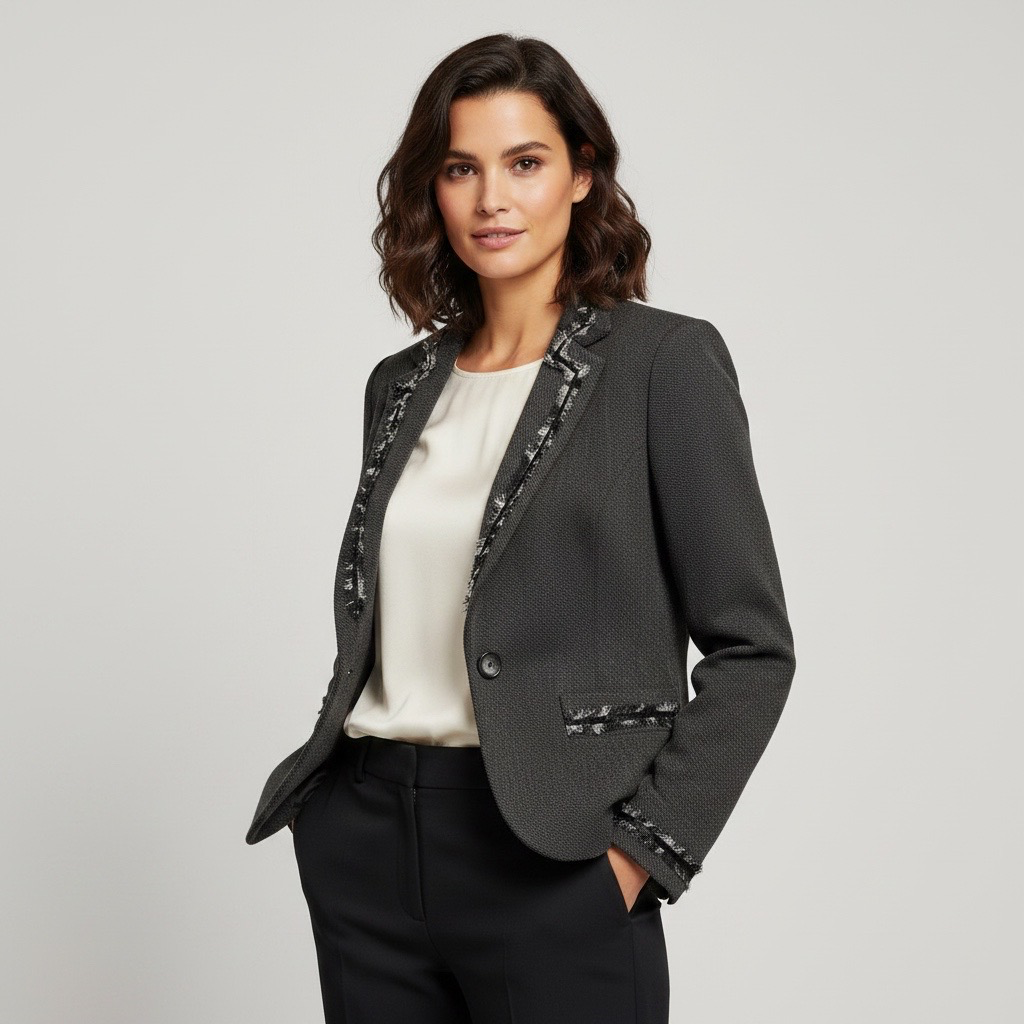 Blazer Michael Kors gris con detalles desflecados