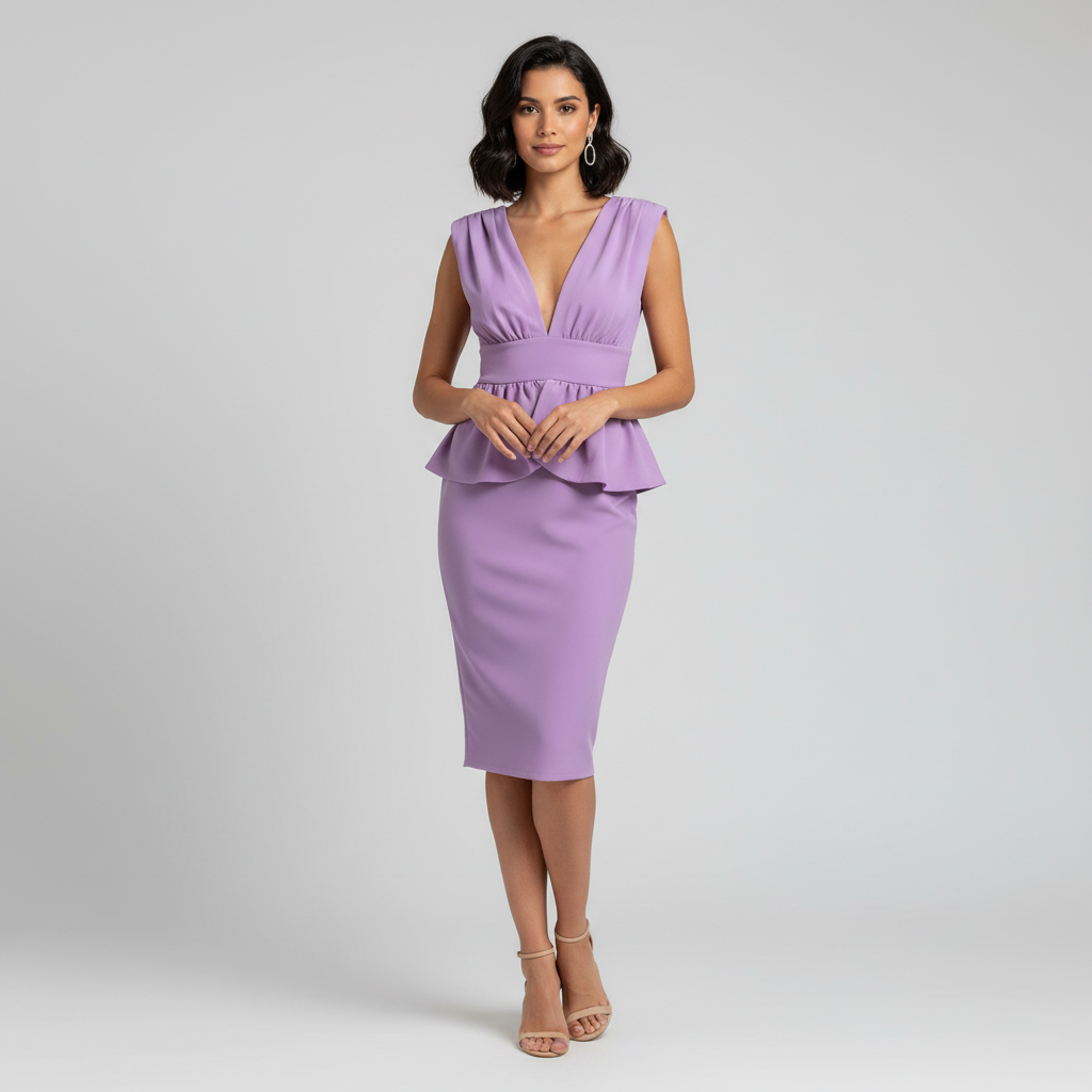 Vestido Midi Lila Peplum VNTG