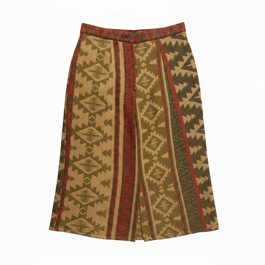 Falda Midi VNTG con Estampado Étnico