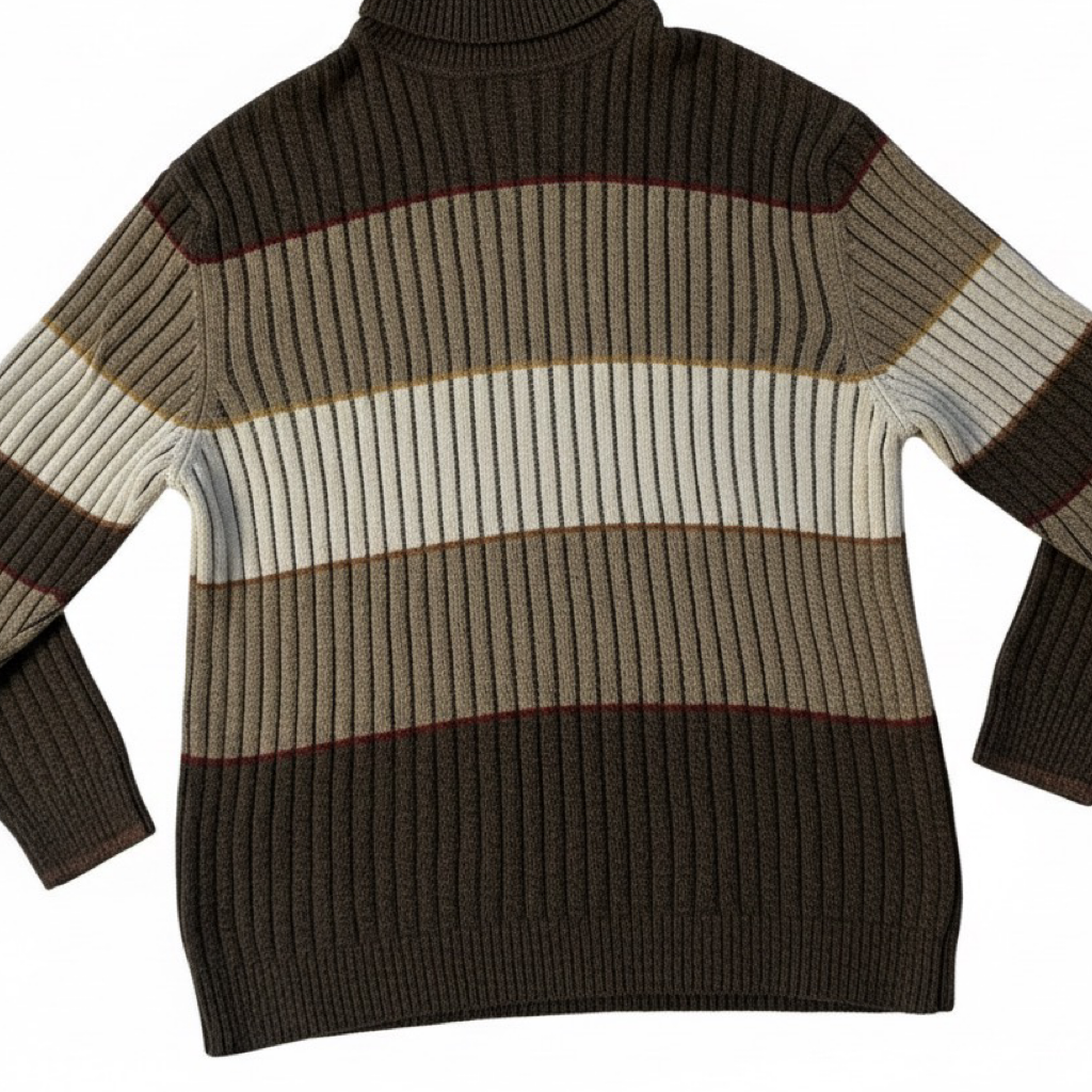 Sweater VNTG rayado con cuello alto y cierre