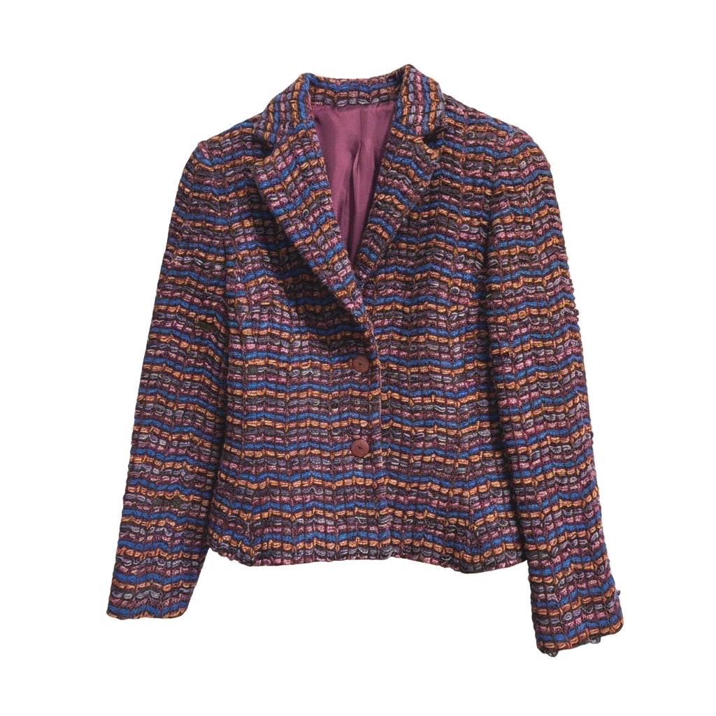 Blazer Texturizado Multicolor con Lazo en la Espalda